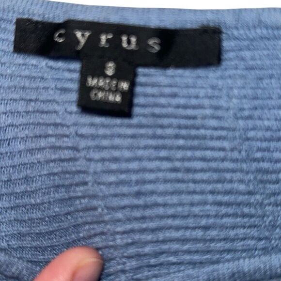 Cyrus Dusty Blue Batwing Dolman Sleeve Textured Knit Sweater Ladies Small - Picture 3 of 8